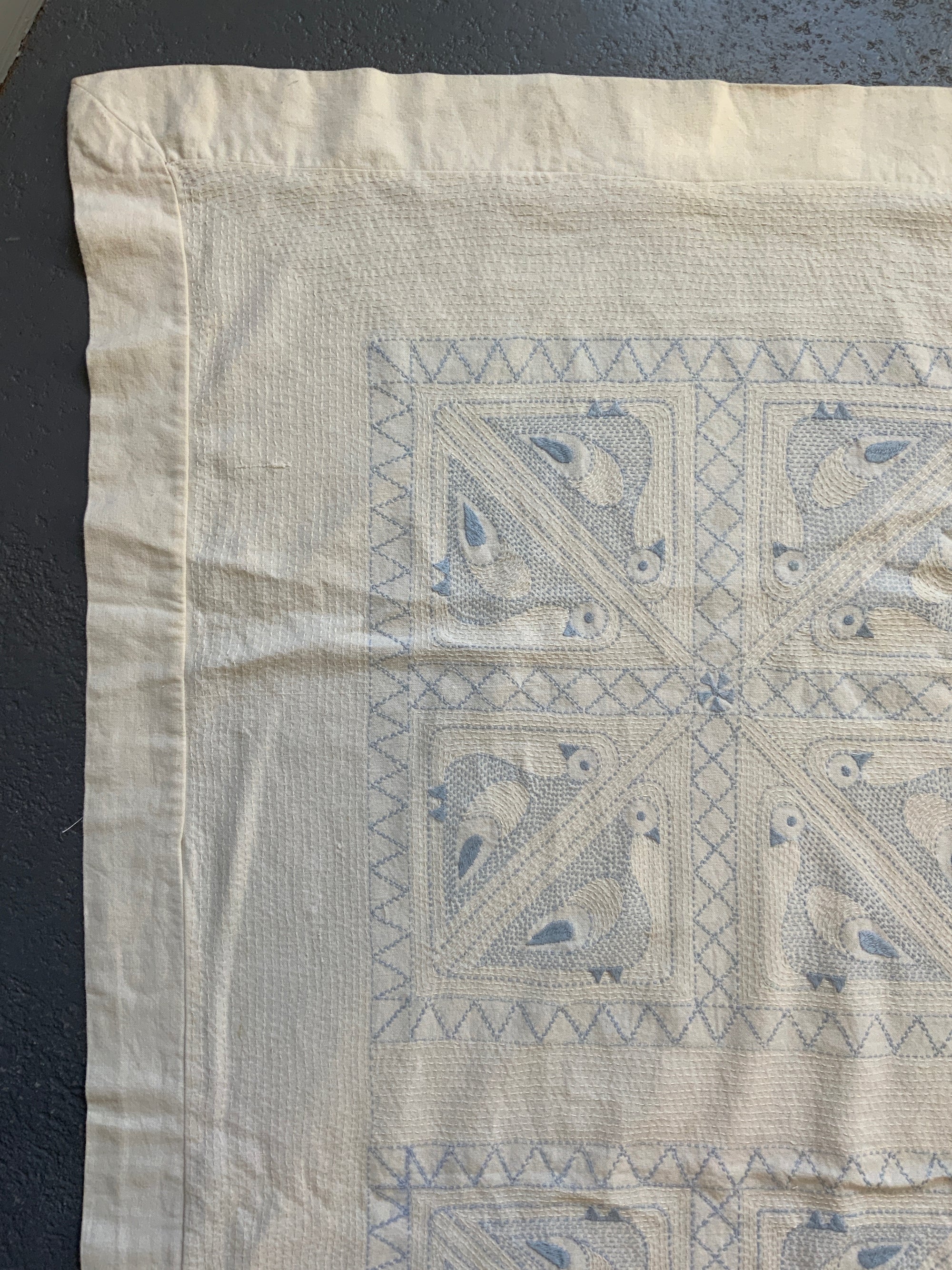 Indian Bengal kantha stitched bedcover (276 x 221cm)