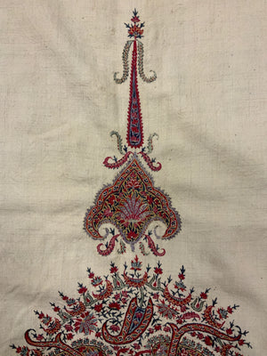 Superb antique Persian embroidery from a cloak (142 x 272cm)
