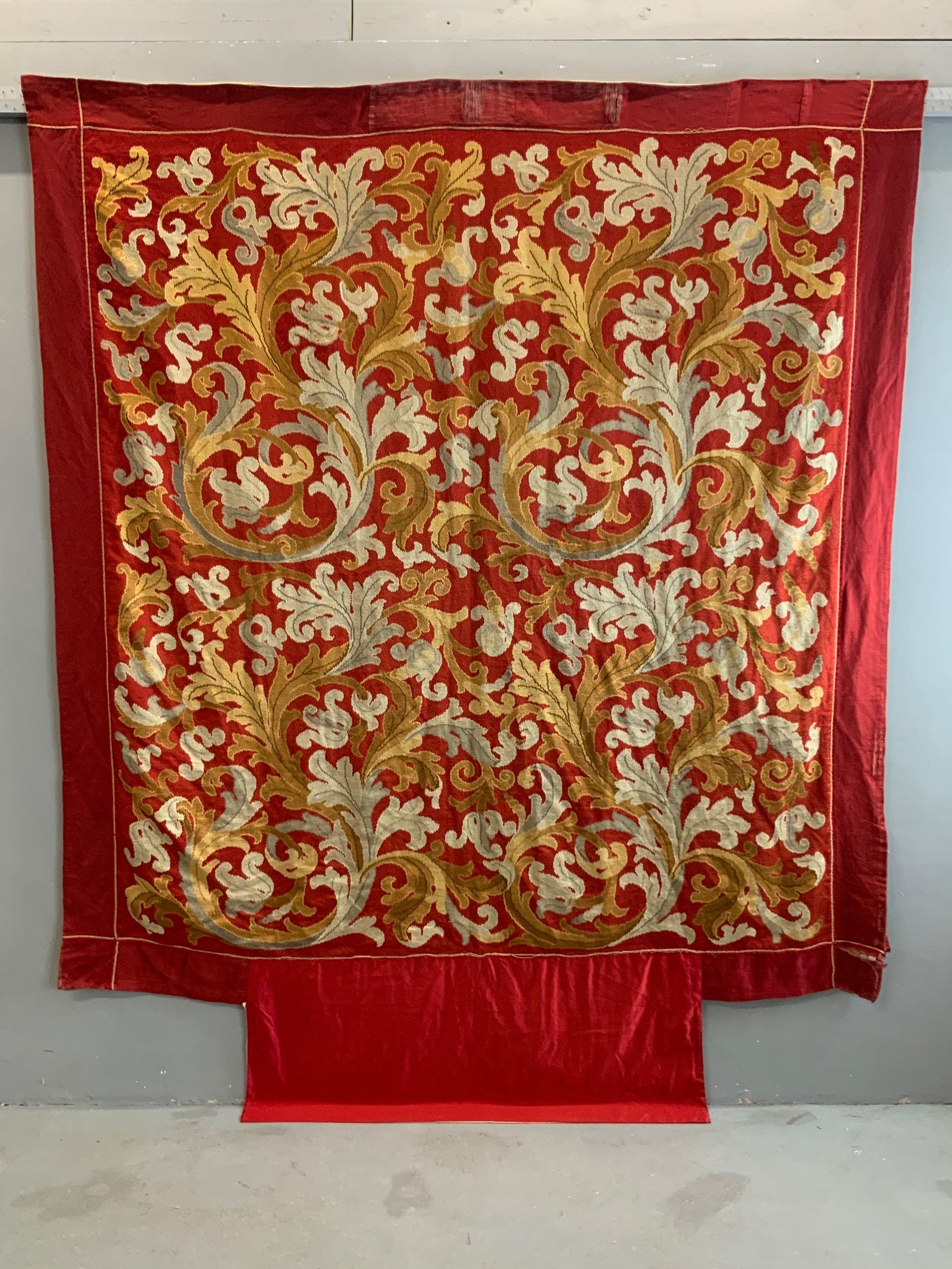 Presumed French stitched silk embroidery (207 x 196cm)