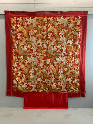 Presumed French stitched silk embroidery (207 x 196cm)