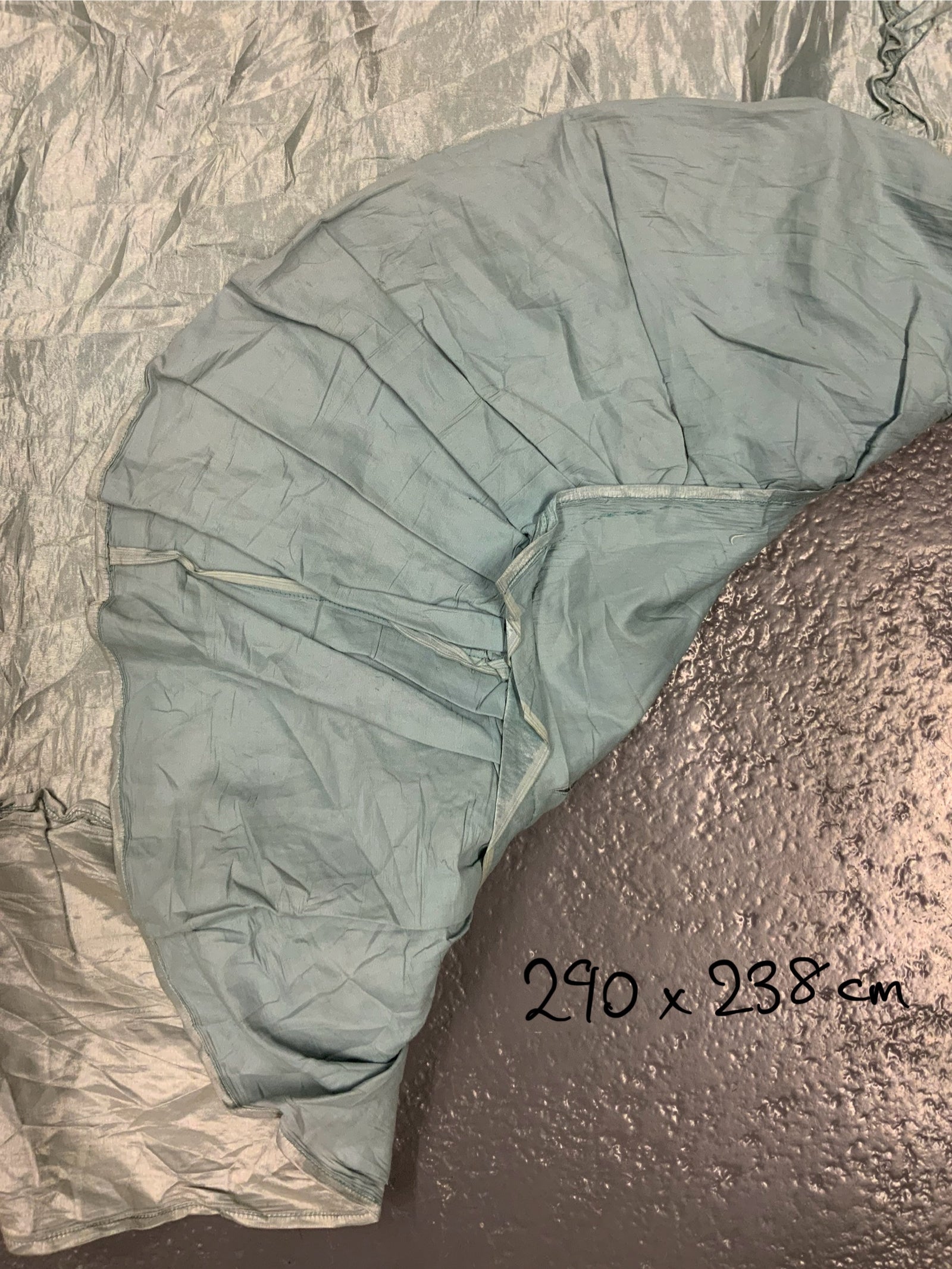 1950s Satin silk baby blue bedspread (290 x 238cm)