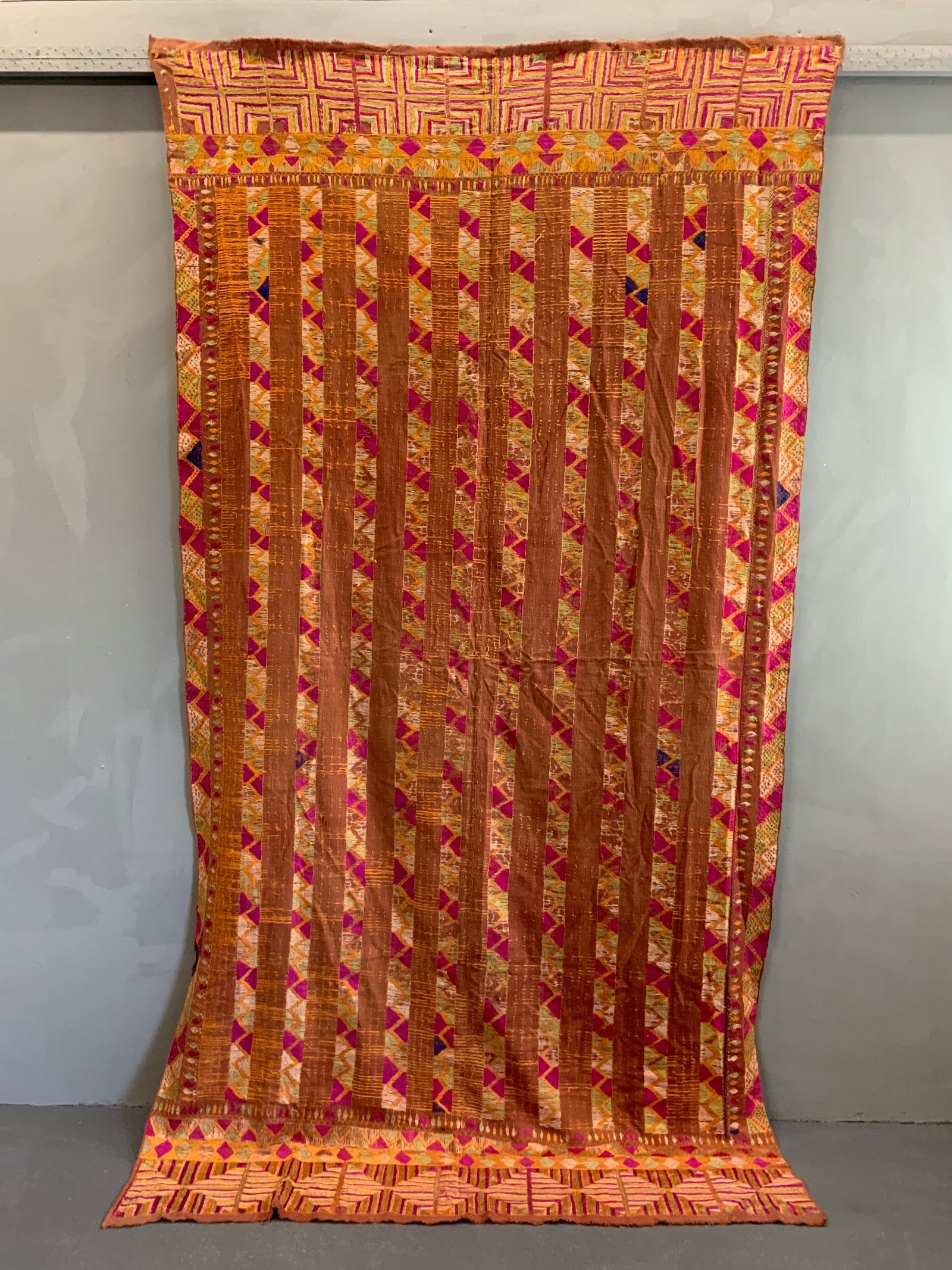 Indian Punjab fulkari phulkari shawl  (264 x 134cm)