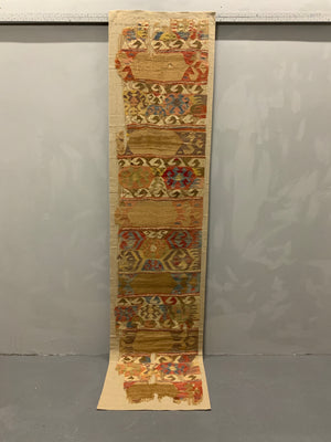 Mounted Anatolian antique kilim companion fragments (~286 x 74cm) [2]