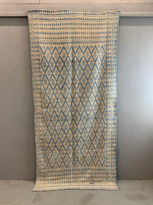 Yazd Zilu antique indigo & white cotton doubleweave (249 x 117cm)