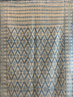Yazd Zilu antique indigo & white cotton doubleweave (249 x 117cm)