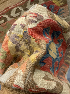 Mounted Anatolian antique kilim companion fragments (~286 x 74cm) [2]