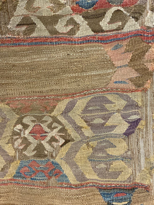 Mounted Anatolian antique kilim companion fragments (~286 x 74cm) [2]