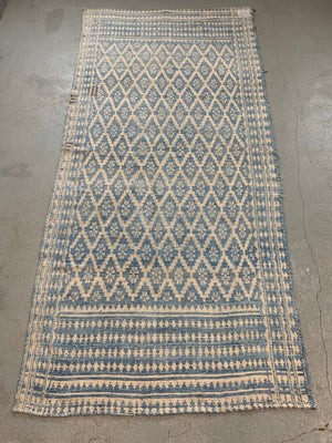 Yazd Zilu antique indigo & white cotton doubleweave (249 x 117cm)