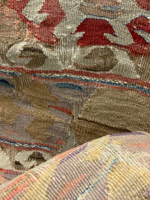 Mounted Anatolian antique kilim companion fragments (~286 x 74cm) [2]