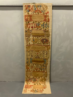 Mounted Anatolian antique kilim companion fragments (~286 x 74cm) [2]