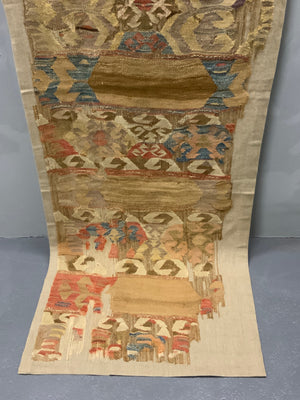 Mounted Anatolian antique kilim companion fragments (~286 x 74cm) [2]