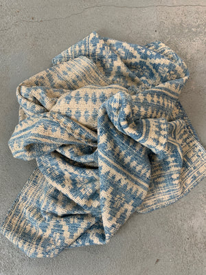 Yazd Zilu antique indigo & white cotton doubleweave (249 x 117cm)