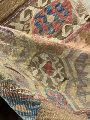 Mounted Anatolian antique kilim companion fragments (~286 x 74cm) [2]