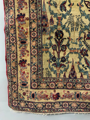 Ravar Kirman all-over design antique rug (210 x 136cm)