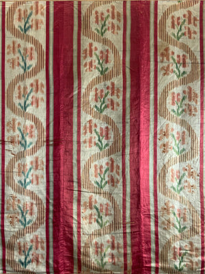 French antique silk satin ikat (162 x 138cm)