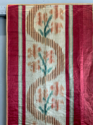 French antique silk satin ikat (162 x 138cm)