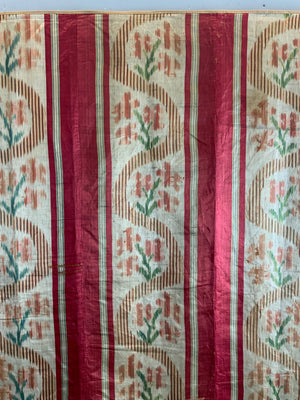 French antique silk satin ikat (162 x 138cm)