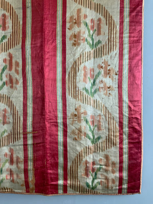 French antique silk satin ikat (162 x 138cm)