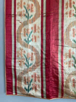French antique silk satin ikat (162 x 138cm)