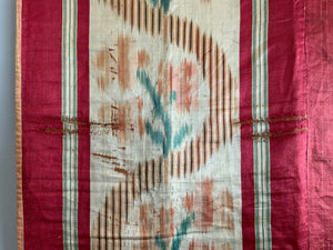 French antique silk satin ikat (162 x 138cm)