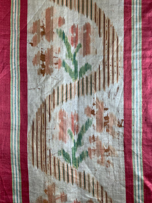 French antique silk satin ikat (162 x 138cm)