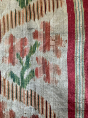 French antique silk satin ikat (162 x 138cm)