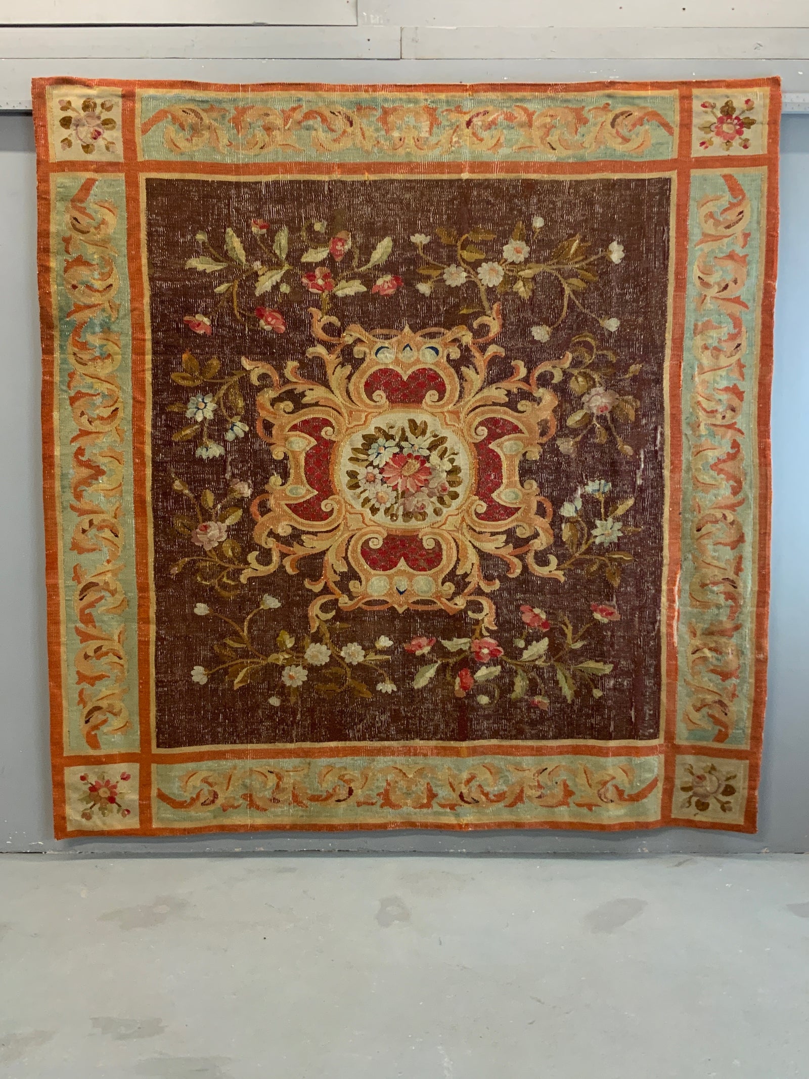 French Aubusson tapestry carpet (231 x 224cm)