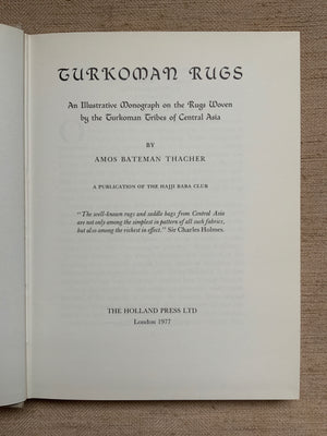 Thacher, Amos Bateman. : Turkoman Rugs