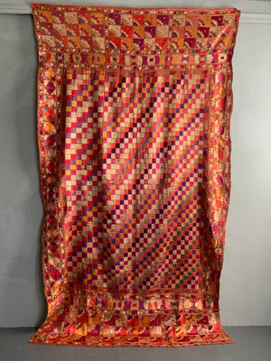 Punjab Phulkari shawl in brilliant colours (255 x 146cm)