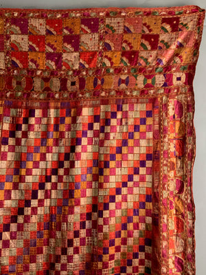 Punjab Phulkari shawl in brilliant colours (255 x 146cm)
