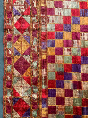 Punjab Phulkari shawl in brilliant colours (255 x 146cm)