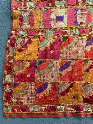 Punjab Phulkari shawl in brilliant colours (255 x 146cm)