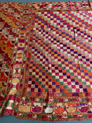 Punjab Phulkari shawl in brilliant colours (255 x 146cm)