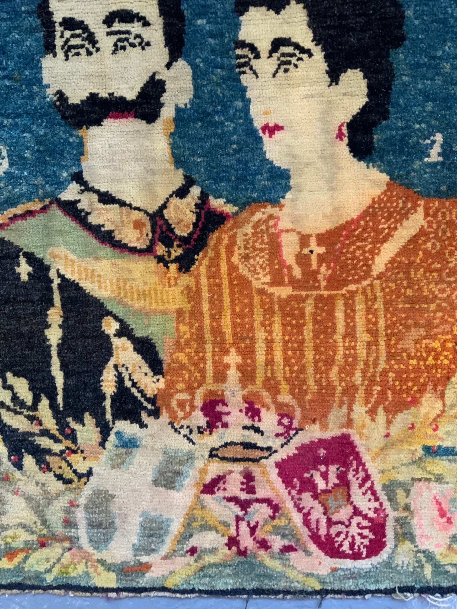 Late Ottoman pictorial mat dated 1912 (45 x 41cm)