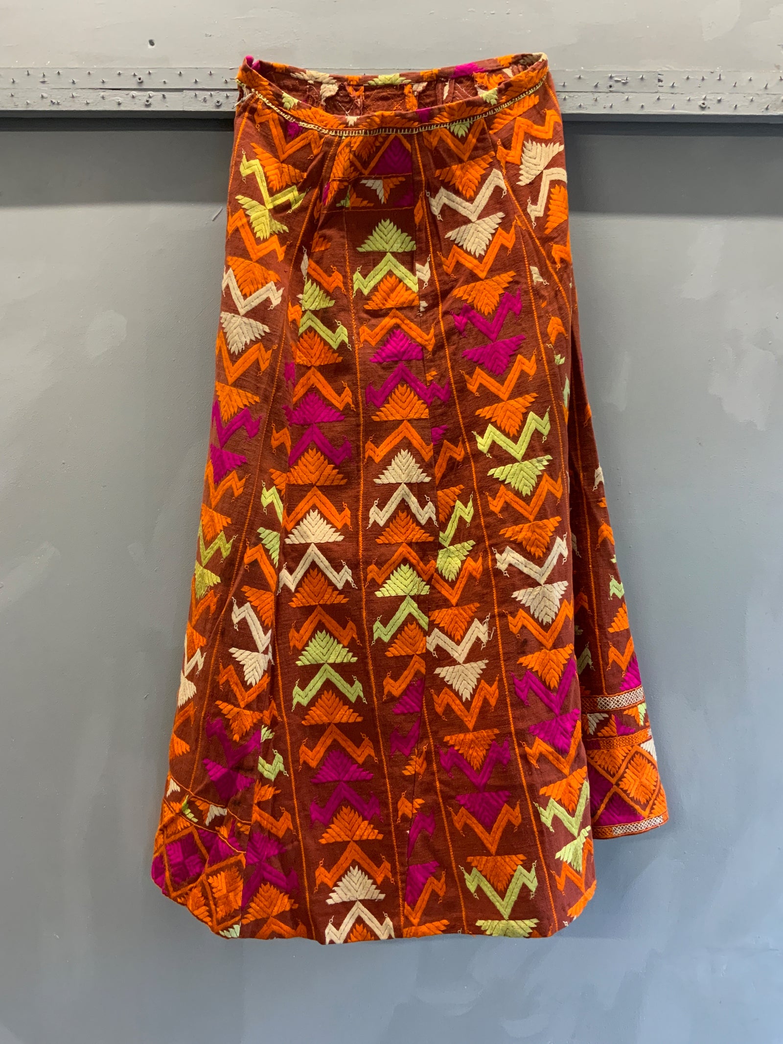 Skirt made up from a Punjabi Fulkari shawl (40cm x 76cm)