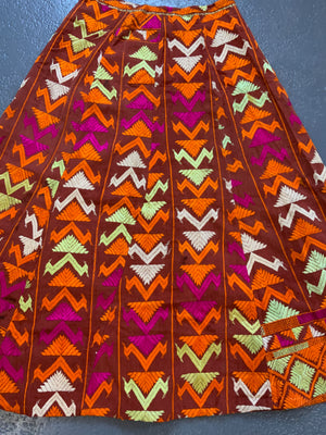 Skirt made up from a Punjabi Fulkari shawl (40cm x 76cm)