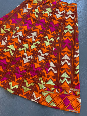 Skirt made up from a Punjabi Fulkari shawl (40cm x 76cm)