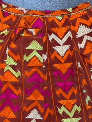 Skirt made up from a Punjabi Fulkari shawl (40cm x 76cm)