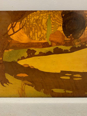 Art Nouveau marquetry in manner of AJ Rowley (61 x 36cm)