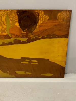 Art Nouveau marquetry in manner of AJ Rowley (61 x 36cm)