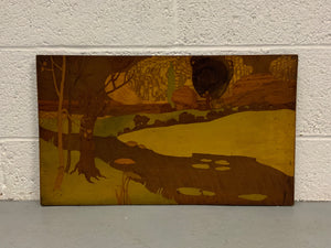 Art Nouveau marquetry in manner of AJ Rowley (61 x 36cm)