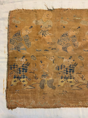 Chinese antique silk brocade 'boys at play' (76 x 38cm)