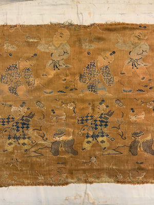 Chinese antique silk brocade 'boys at play' (76 x 38cm)