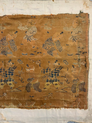Chinese antique silk brocade 'boys at play' (76 x 38cm)