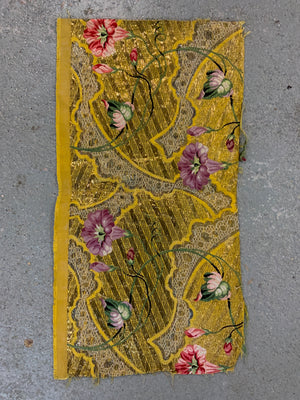 French or Muscovy antique small gilt silk brocade fragment (46 x 21cm)
