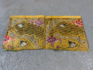 French or Muscovy antique small gilt silk brocade fragment (46 x 21cm)