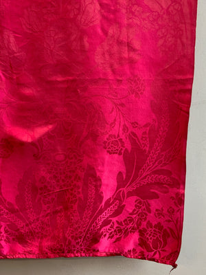 Antique red damask silk 19th C (148 x 148cm)