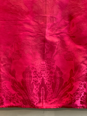 Antique red damask silk 19th C (148 x 148cm)