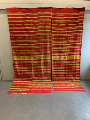 2 Syrian vintage striped cotton cloths with gilt (270 x 132/95cm)