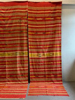 2 Syrian vintage striped cotton cloths with gilt (270 x 132/95cm)